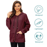 1 x RAW Customer Returns Durio Lightweight Rain Jacket Women s Waterproof Breathable Foldable Windbreaker with Hood Softshell Jacket Cycling Jacket Rain Cape Weinro L - RRP €30.24