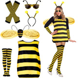 1 x RAW Customer Returns Bee costume adult women with headband wings gloves leg socks glasses bee costume women bee clothing dress costume bee women for bumblebee carnival costume bee women disguise 130  - RRP €32.99