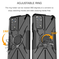 1 x RAW Customer Returns LiuShan Compatible with Redmi Note 11 Case, TPU Shockproof Cover with 360 Rotating Ring Kickstand, Heavy Duty Armor Bumper Protective Shell for Xiaomi Redmi Note 11S Smartphone, Black - RRP €12.99