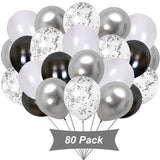 7 x Brand New Gxhong Pack of 80 Balloons Silver White Black Matellic Balloons Silver Confetti Balloons Latex Balloons Helium Colorful Balloons for Wedding Girls Boys Birthday Party Decoration Silver  - RRP €84.7