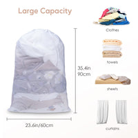 1 x RAW Customer Returns Meowoo Drawstring Mesh Bag Clothes Bag White Laundry Bag for Washing Machine, Used to Wash Underwear, Socks, Shirts White-4pcs  - RRP €16.62