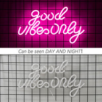 1 x RAW Customer Returns Wanxing Good Vibe Only Neon Sign Good Vibes LED Neon Light Pink Letter Neon Wall Lamp for Bedroom Wall Decoration, Wedding Party, Girls Room, Hotel, Bar - RRP €36.99