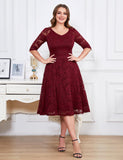 1 x RAW Customer Returns Dressystar Women s Festive Lace Dress Summer Evening Dress Short Ball Gowns Christmas Party Dress Dark Red XL - RRP €59.74