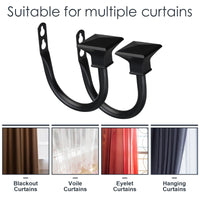 11 x Brand New Roof Decorative Curtain Holders, Wall Mounted Curtain Hooks for Bedroom, Living Room, Offices, with Screws, Black, Pack of 2 - RRP €224.4