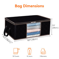 1 x RAW Customer Returns Lifewit Pack of 6 35L Storage Bags, Storage Box with Lid, Large Clothes Storage Moving Boxes, Foldable Storage Boxes for Duvets, Clothes Underbed Wardrobe, Black - RRP €31.99