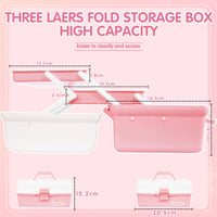 1 x RAW Customer Returns Creahaus 30.5cm 3-shelf multi-purpose storage box, sorting box, organizer box, craft box, sewing box, medicine case with 2 shelves pink white  - RRP €25.56