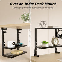 1 x RAW Customer Returns PUTORSEN 15 inch Clamp-on Desk Organizer, 2 Tier Desk Shelf DIY Shelf Under Desk for Gaming Devices, Table Accessories and More, Black - RRP €59.48