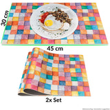 1 x RAW Customer Returns Placemat table set washable PVC placemat non-slip table coaster heat-resistant dining table decoration for indoors outdoors 30x45cm mosaic colorful set of 2 - RRP €14.47