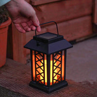 1 x RAW Customer Returns Festive Lights Black Solar Lantern with LED Candle and Deceptively Realistic Flickering Effect, IP44 Waterproof - RRP €21.18