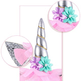 6 x Brand New BOSSTER Unicorn Headbands Silver Unicorn Flowers Headband Flower Headdress with Birthday Girl Sash for Kids Birthday Party Supplies - RRP €59.94