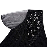 1 x RAW Customer Returns IBTOM CASTLE Cocktail Dress Women Party Dress Gatsby Costume Transparent Flapper 1920 V Neck Evening Dress Sequin Sleeveless Evening Art Decor Tango Latin Black M L - RRP €67.31