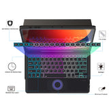 1 x RAW Customer Returns ROOFEI Galaxy Tab S9 FE S9 Plus 12.4 inch Case with Keyboard QWERTZ 3-Zone 7-Color DIY Backlight, Smart Touchpad, Detachable Keyboard for Samsung Galaxy Tab S9 FE S9 12.4 2023 - RRP €54.43