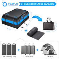 1 x RAW Customer Returns VEXPLO Waterproof Car Roof Cargo Bag, 6 Cubic Meters, for Top of Vehicle SUV with without Roof Rack, Non-slip Mat, 6 Door Hooks, Storage Bag, 12 Straps - RRP €34.8