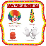 1 x RAW Customer Returns Ficlwigkis clown costume accessory for men, circus clown costume, carnival costume with wigs, tie, gloves, clown nose for carnival fancy dress costumes - RRP €13.1