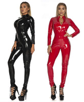 1 x RAW Customer Returns FEOYA Women s Eritic Clothing Nightwear Stretch Leather Long Jumpsuit Costume Adult Costumes Catsuit Catwomen Clothing Push Up with Front Zip - RRP €35.27