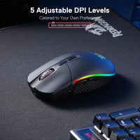 1 x RAW Customer Returns Redragon M719 Wireless Optical Gaming Mouse, 7 Programmable Buttons, RGB Backlit, 10,000 DPI, Ergonomic PC Computer Gaming Mice with Fire Button - RRP €36.83