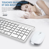 1 x RAW Customer Returns Wireless Keyboard - AZERTY 2.4G Silent Compact Mouse Keyboard Full Size Ergonomic for PC Computer Laptop TV Windows Silver White  - RRP €20.4