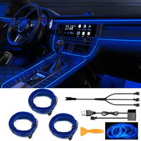 1 x RAW Customer Returns 3 Pieces EL Wire Car LED Interior Lights Strip,One Interface Links Three Lines, USB Neon Wire Lights Total Length 8m 6mm Wide Sewing Edge Glowing EL Wire Lights for Car Ambient Lighting Kit - RRP €20.32