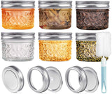 1 x RAW Customer Returns 120ml preserving jars with screw lids and ribbons, dessert jars with lids, 6 small jam jars Christmas for spices food, jelly, jam, yoghurt, yoghurt jars with lids with replacement lids - RRP €18.16