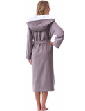 1 x RAW Customer Returns Morgenstern Women s Bathrobe with Hood - Long Bath Dressing Gown in Cotton, Beige Grey, M - RRP €60.46