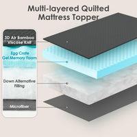 1 x RAW Customer Returns EHEYCIGA Gel Topper 180x200cm Box Spring Bed, Mattress Topper 180x200cm Memory Foam, Mattress Topper with Extra Deep Pocket, Dark Grey - RRP €67.99