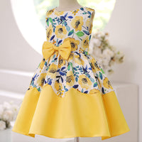 1 x Brand New SEAUR Dress Girls Festive Retro Birthday Party Prom Elegant Ribbon Bow Fluffy Stage Show Strap Dress Ball Gowns Party Dress Girl Dress Yellow - RRP €27.6