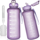 1 x RAW Customer Returns DEARRAY 2 liter Large Tritan Drinking Bottle with Straw Time Marking 2l BPA-free Motivational Water Bottle with Time 2000ml Motivational Sports Bottle for Gym, Fitness, Hiking Purple  - RRP €20.16