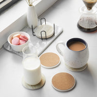 1 x RAW Customer Returns LIFVER Coasters Glasses, Marble Glass Coaster Set of 6, Absorbent Coasters with Cork Base and Holder, Drink Coasters for Bars, Cafes, Home, Party, Office, Gifts for Mom Dad - RRP €17.99