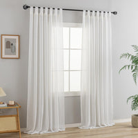 1 x RAW Customer Returns VOILYBIRD curtain loop curtain set of 2 for living room linen blend white, H220 x W140 cm  - RRP €34.27