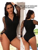 1 x RAW Customer Returns comeondear Women s Sexy Lace Elegant Long Sleeve Bodysuit Wetlook Bodysuit Jumpsuit Tops Overalls Under with Buttons Tops S, R-Black  - RRP €28.99