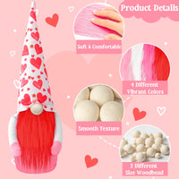 2 x Brand New GROBRO7 Valentine s Day Gnomes Beard Set - 45 Pieces Crafting Faux Fur Fabric Pre Cut Handmade Fake Fluffy, DIY Unfinished Wooden Balls Costume for Dolls Gifts Red Pink White  - RRP €28.72