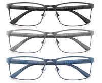 1 x RAW Customer Returns MODFANS 3 Pack Reading Glasses 1.0 Men Blue Light Filter Metal Frame Rectangle Style Stainless Steel Material - RRP €20.12