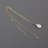 1 x RAW Customer Returns COAI Gift Ideas Women Gold Plated Silver Necklace Made of Gemstones Water Drop Pendant Made of Moonstone Small Pendant - RRP €31.0