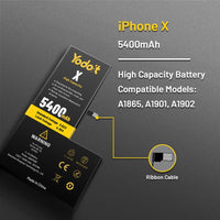 1 x RAW Customer Returns Yodoit 5400mAh Battery for iPhone X A1865, A1901, A1902 , High Capacity, 0 Cycle, with Repair Tool Kits and Adhesive - RRP €24.99