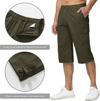 1 x RAW Customer Returns KEFITEVD 3 4 Pants Men s Cargo Shorts Long Bermuda Three-Quarter Pants with Multi Pockets Cotton Summer Pants with Elastic Band Army Green EU 33, CN XL - RRP €40.32