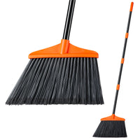 1 x RAW Customer Returns Lifewit Outdoor Indoor Heavy-Duty Broom, Commercial Broom with 1.35m Long Extendable Handle, Household Angle Corner Broom for Patio, Garage, Upper Deck, Lobby, Yard, Orange - RRP €16.74