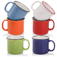 3 x Brand New Lyellfe 6 Pack Ceramic Coffee Mugs, 450ml Campfire Camping Mug, Speckled Cup for Tea, Coffee and Hot Chocolate, Campfire Gift Mug for Camper Lovers and Friends, 6 Colors - RRP €51.42