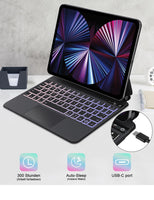 1 x RAW Customer Returns D DINGRICH Magic Keyboard iPad Air 11 M2 2024 Keyboard, Free-Floating Stand Design, Illuminated Magic Keyboard with Trackpad for iPad Pro 11 inch 4th 3rd 2nd 1st and iPad Air 6th 5th 4th Gen - RRP €94.99