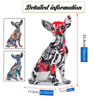 1 x RAW Customer Returns XIAOMAG Creative Graffiti Chihuahua Dog Statue Sculpture Ornament Living Room Decoration Entranceway Wine Cabinet Office Decoration Resin Crafts Graffiti Black  - RRP €35.7