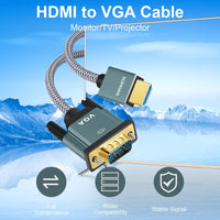 1 x RAW Customer Returns SLDXIAN HDMI to VGA Cable, HDMI to VGA Cable Male to Male 1080P Gold Plated Aluminum Shell Converter Nylon Braided Compatible for Desktop, Laptop, PC, Monitor, Projector, HDTV 1M  - RRP €10.99