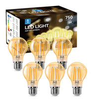 1 x RAW Customer Returns Aigostar LED E27 vintage light bulb 8W replaces 57W , 750 lumens, warm white 2200K, beam angle 330 , A60 Edison lamp filament retro amber flicker-free, CRI 80, 6 pieces - RRP €19.25