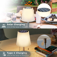 1 x RAW Customer Returns Postlucky Solar Table Lamp Outdoor LED Battery Table Lamp Wireless Dimmable 2in1 Solar Charging USB Charging IP44 Waterproof Table Lamp Wireless for Indoor Outdoor Garden Restaurant Gray  - RRP €33.99