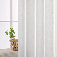 1 x RAW Customer Returns MIULEE Curtains Looped Voile Curtain Modern Linen Look Semi-Transparent for Living Room Bedroom Sliding Curtain Set of 2 Stores Linen White 245x140 cm - RRP €45.99