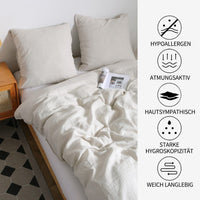 1 x RAW Customer Returns CHUFFED linen bed linen 155 220 2-piece bed linen sets 100 natural linen bed linen-1 duvet cover 155 220 cm 1 pillowcase 80 80 cm with zipper, soft, breathable, natural linen - RRP €131.09