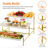 1 x RAW Customer Returns Lifewit 3 Tier Party Supplies Serving Tray, 30x17cm Serving Platter for Serving Food, White Reusable Trays with Gold Fruit Bowl for Vegetables, Fruits, Cookies, Desserts - RRP €25.2