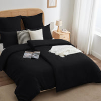 1 x RAW Customer Returns WAVVE bed linen 135x200 4-piece black - duvet covers 135 x 200 set of 2 with pillowcases 80x80 cm, bed linen sets 135x200cm made of microfiber with zipper soft - RRP €20.16