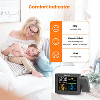 1 x RAW Customer Returns SMARTRO SC91 Projection Alarm Clock for Bedroom with Weather Station, Wireless Indoor Outdoor Thermometer, Temperature Humidity Monitor Display Hygrometer - RRP €39.99