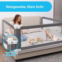 1 x RAW Customer Returns KOOLDOO 2m bed guard rail one side , bed rail for children not suitable for box spring beds , children s bed rail for baby, bed guard rail, height adjustable 69 to 99cm gray  - RRP €55.44