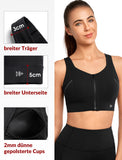 1 x RAW Customer Returns Yvette Sports Bra Strong Hold Adjustable Front Closure Plus Size Fitness Running Bra, Black, L - RRP €30.24