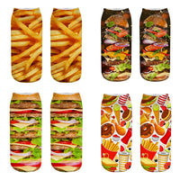 1 x Brand New Vspek Funny 4 Pairs 3D Burger Socks, Funky Cute Novelty Hamburg Chips Food Cotton Socks, Gift for Men Women Teens - RRP €27.6